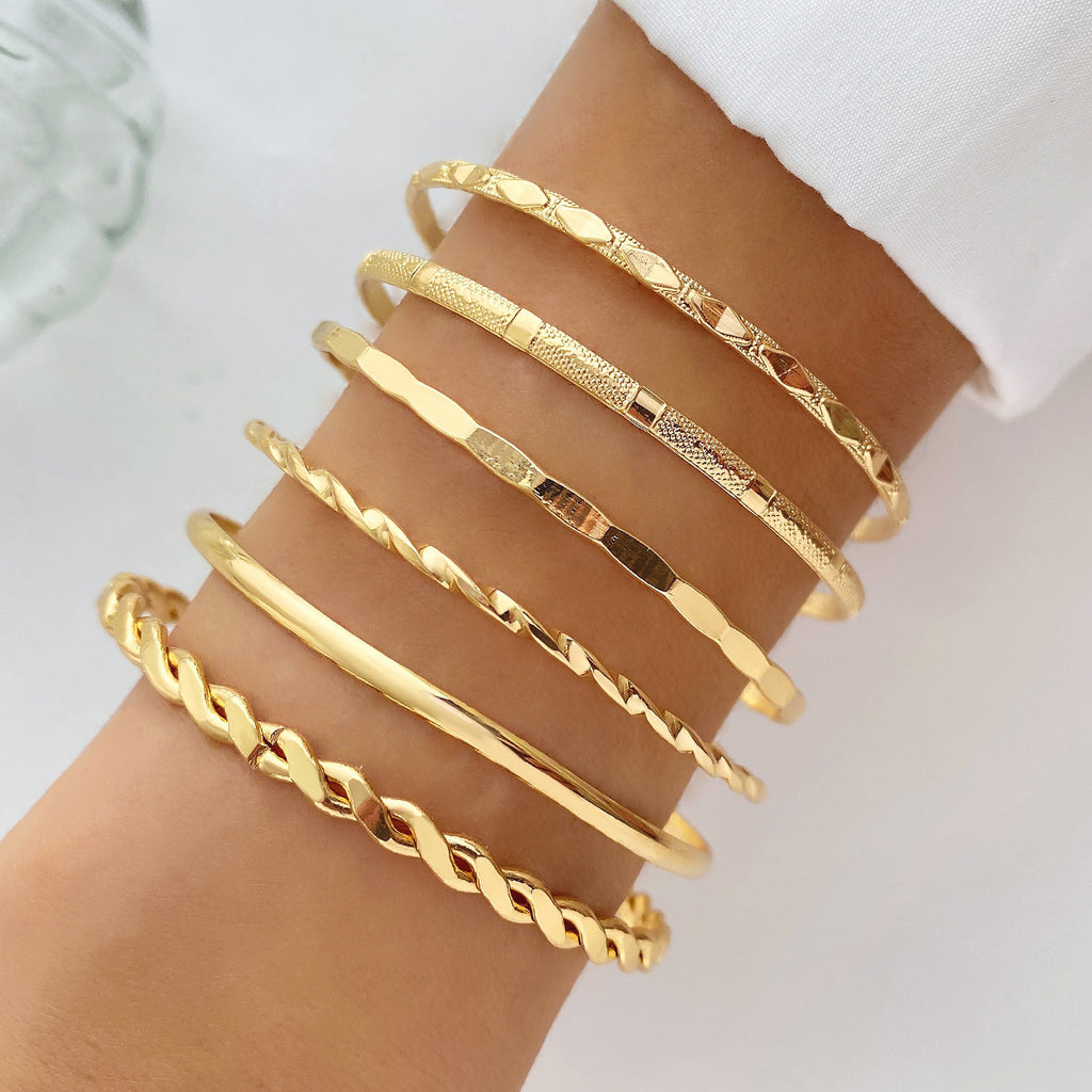 6-Piece Bohemian Chain Bracelet Set | Musical Note & Geometric | Gold