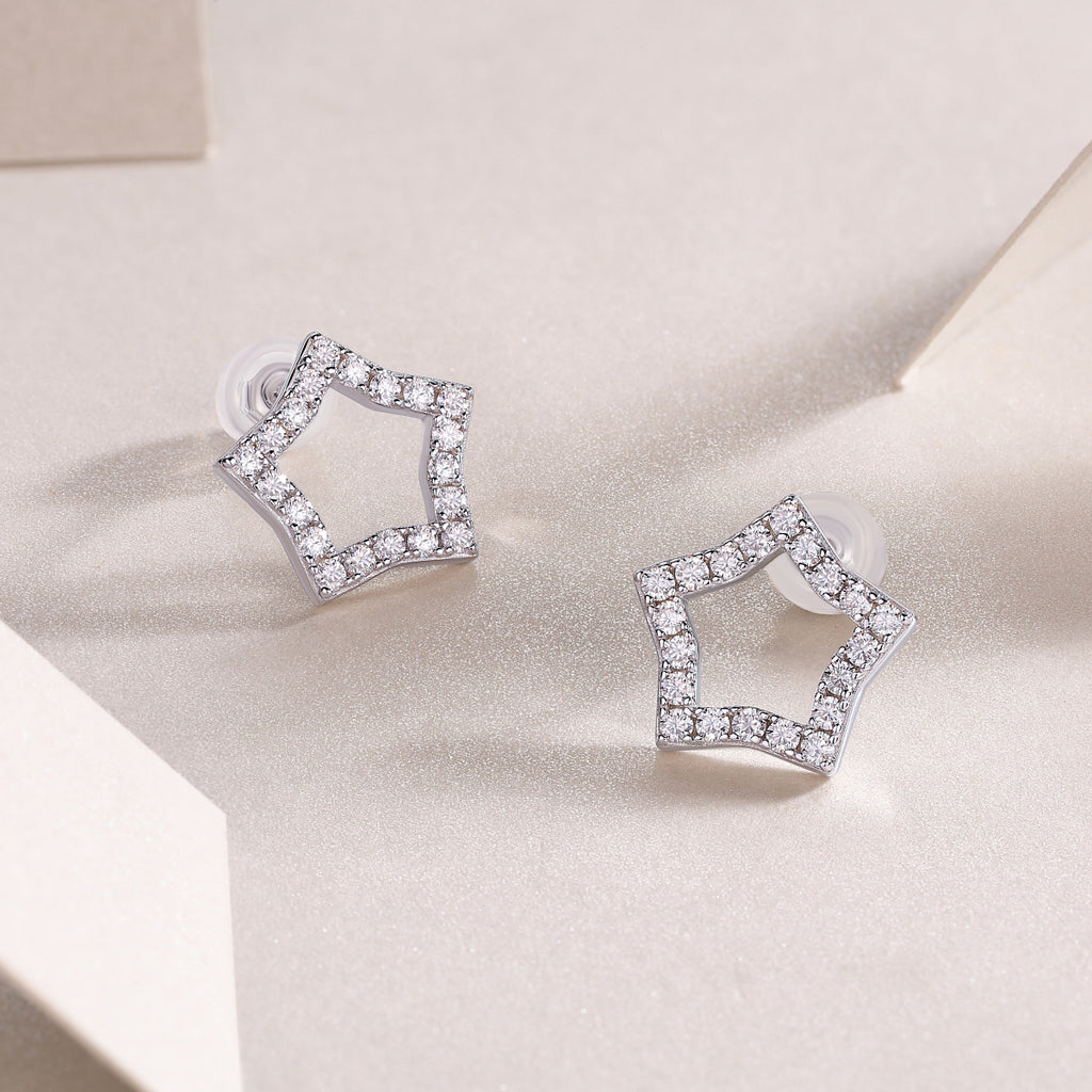 Tonight New Star - Moissanite Sterling Silver Earrings