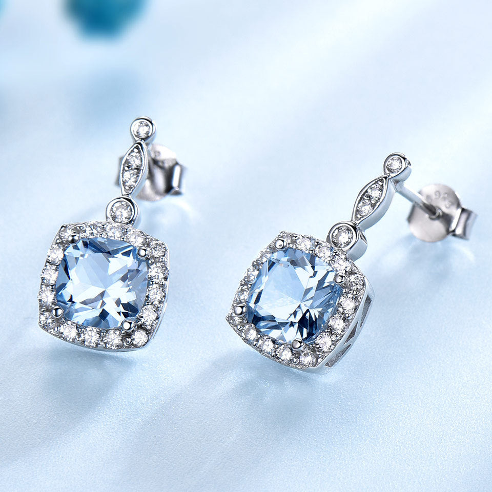 Sky Blue Topaz Jewelry Set | 925 Sterling Silver | Necklace, Bracelet & Earrings