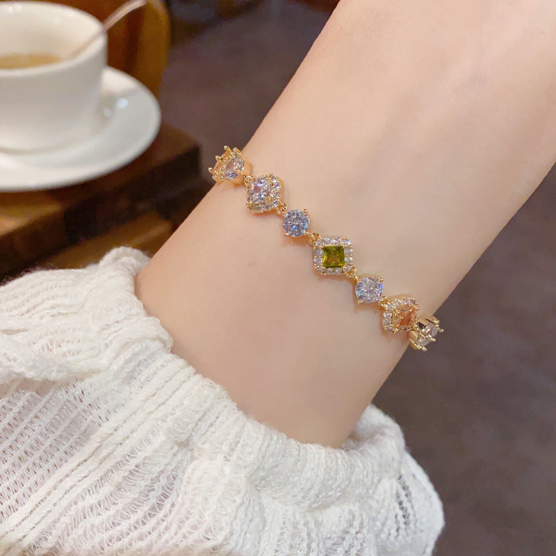 Micro-Set Colorful Zircon Diamond Bangle | Real Gold Plating | 3 Colors