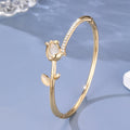 Rose Flower Bangle Bracelet | Electroplated | Gold & Silver