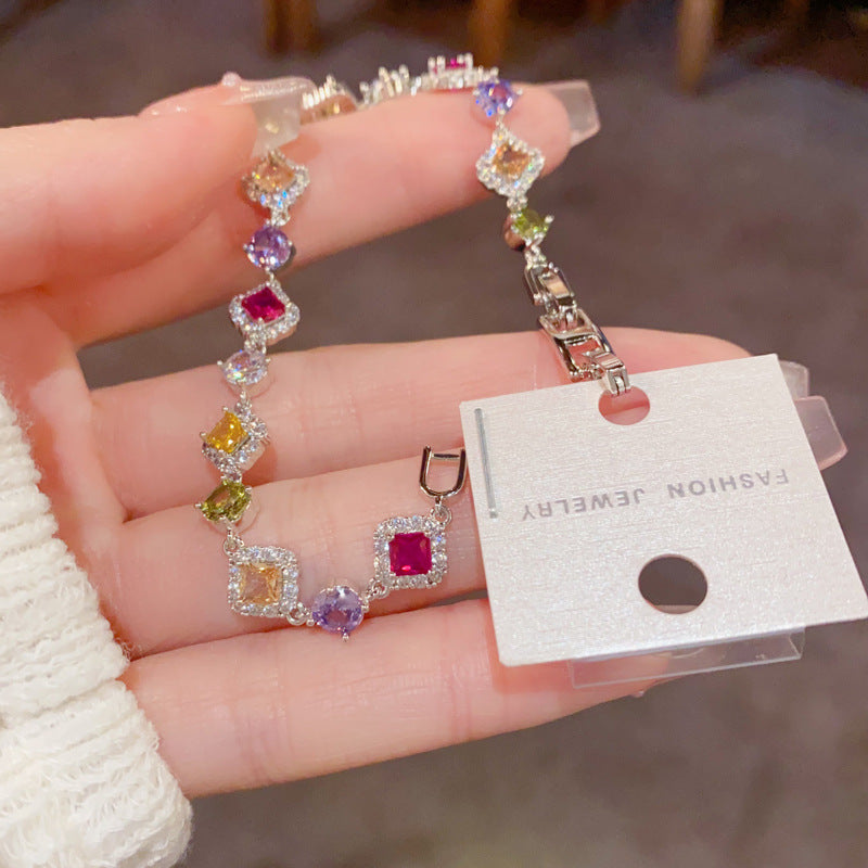 Micro-Set Colorful Zircon Diamond Bangle | Real Gold Plating | 3 Colors