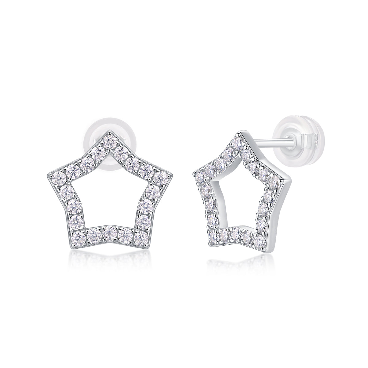 Tonight New Star - Moissanite Sterling Silver Earrings