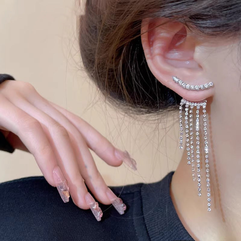 Sterling Silver Sparkling Tassel Earrings | Diamond Shape | Personality Style | Single or Set