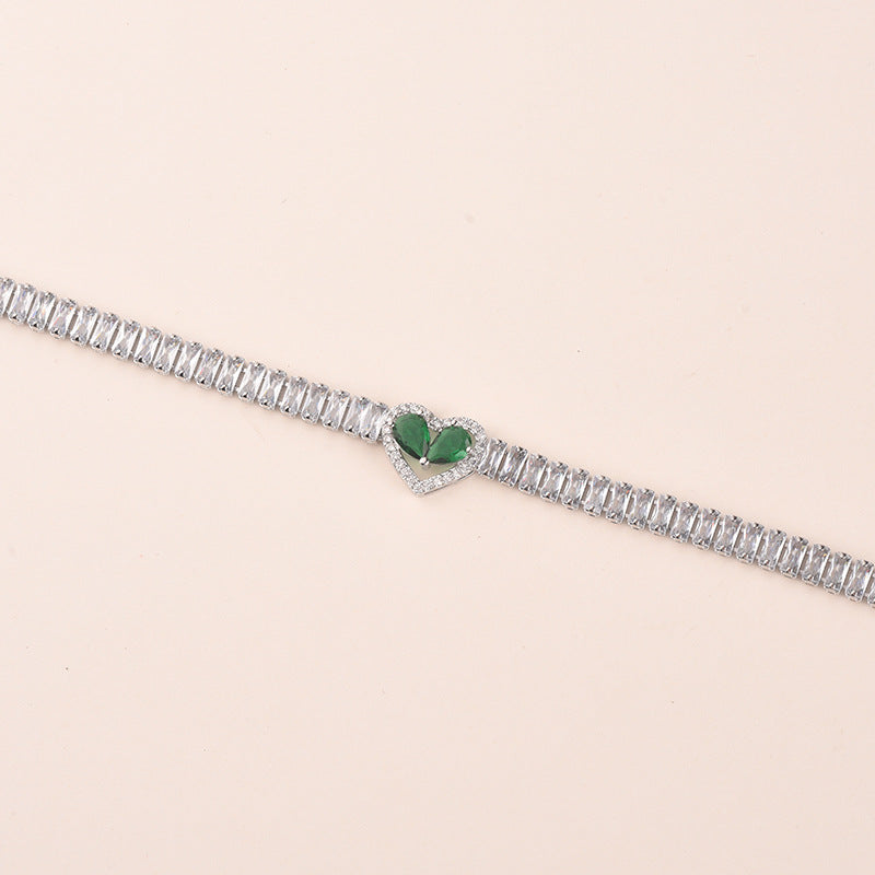Zircon Heart Bracelet | 16K Gold & White K Plating | 5 Diamond Colors | Light Luxury