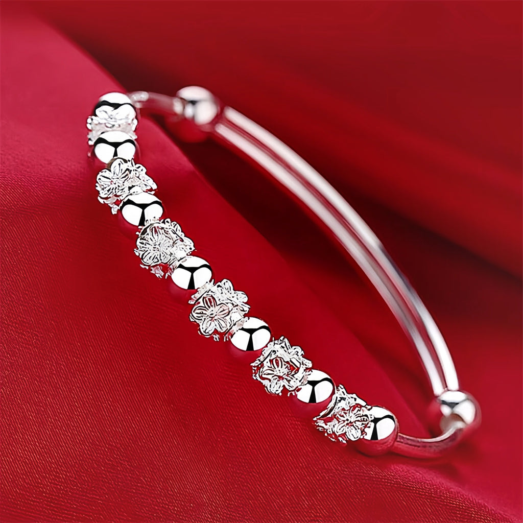 Push-Pull Plum Blossom Bracelet | Happiness Blooming | Silver & Yellow Gold