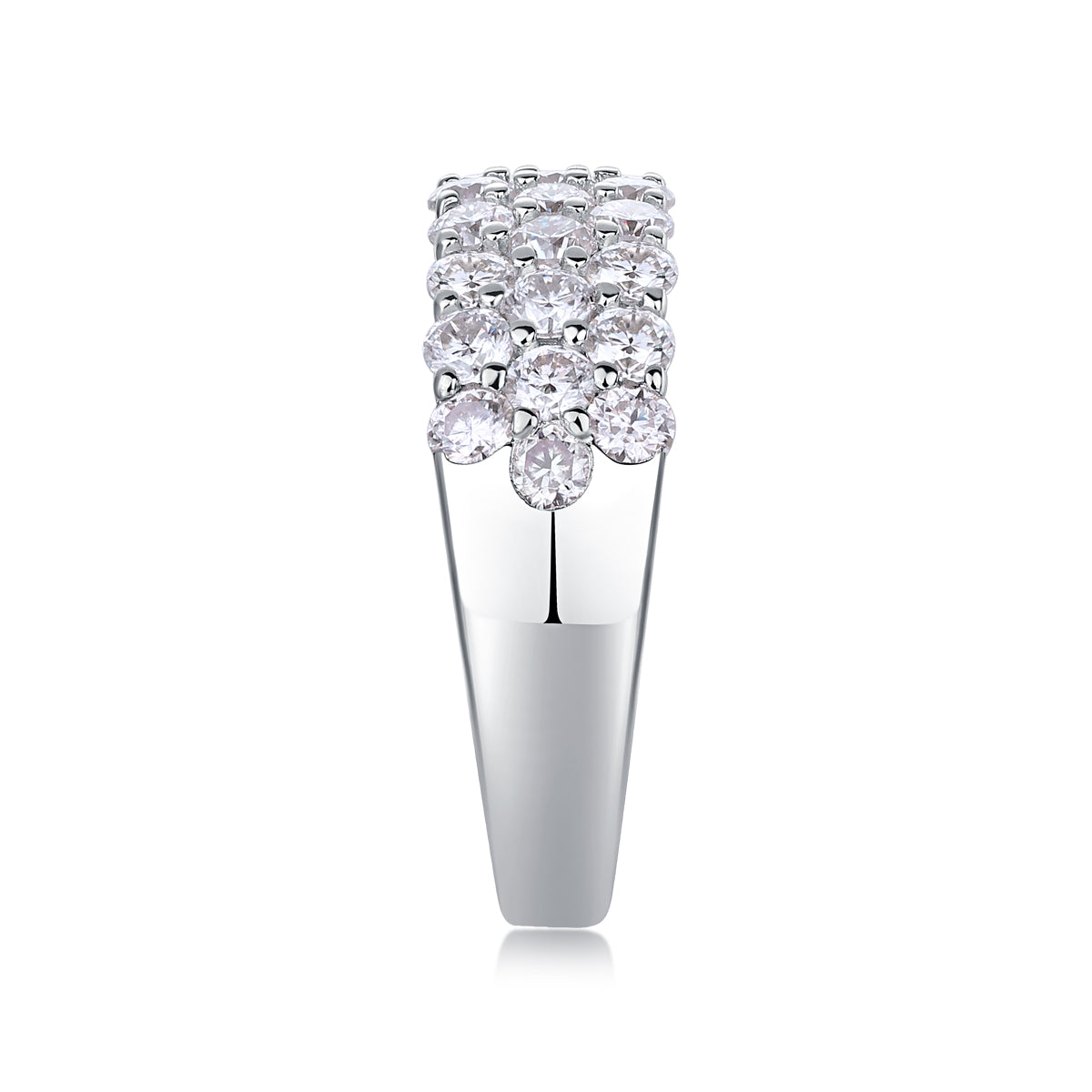 Multi-row Diamond Ring Luxury Silver Ring