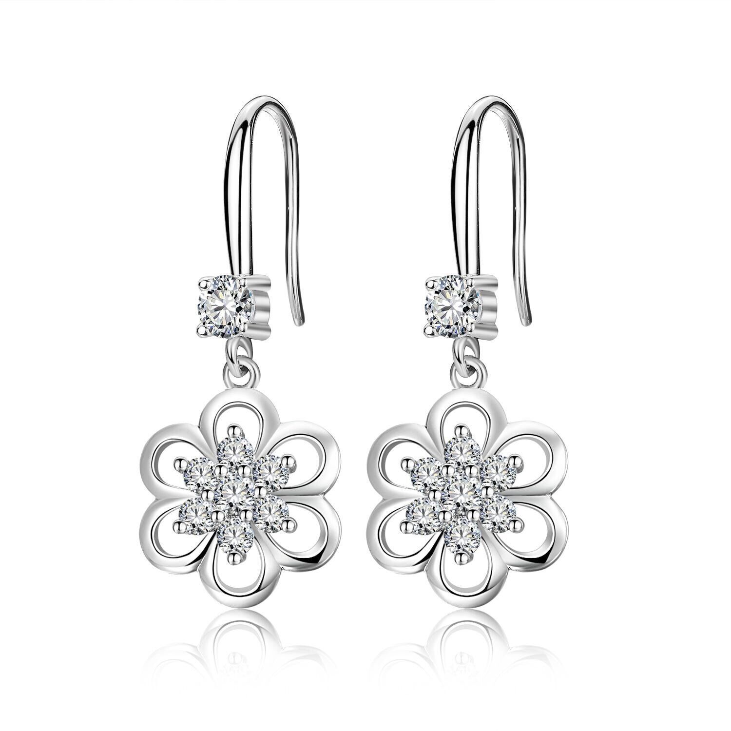 Floral White Copper Earrings | Purple & White | Ear Hook or Ear Buckle | Temperament Style