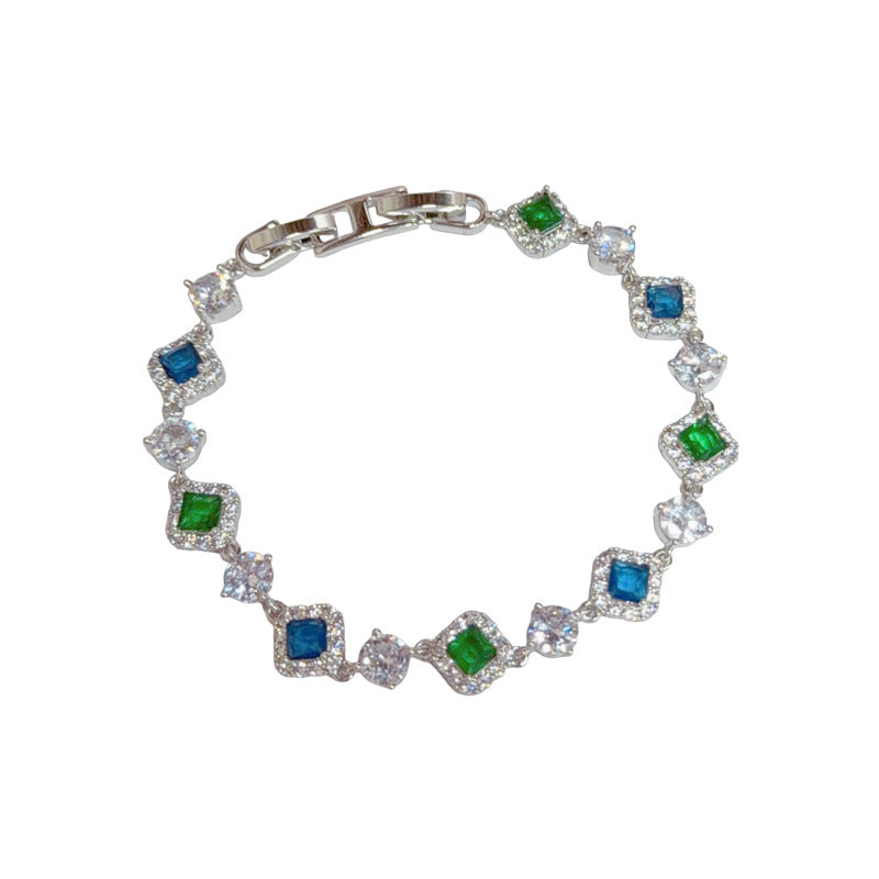 Micro-Set Colorful Zircon Diamond Bangle | Real Gold Plating | 3 Colors
