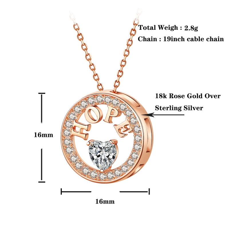 Emma Manor Necklace For Women,18k Gold Plated,Diamond Hope Pendant Necklace
