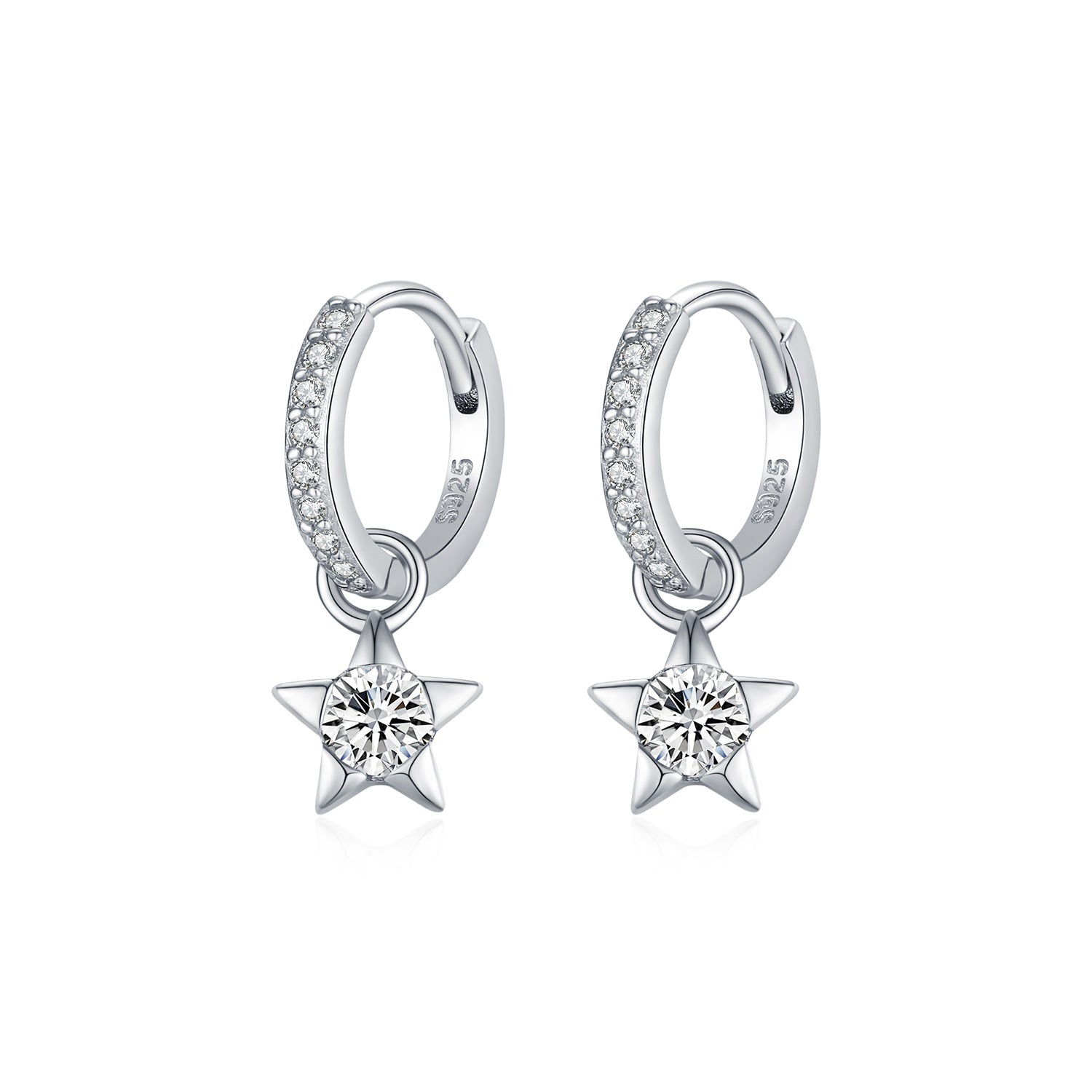 S925 Sterling Silver Diamond Star Earrings | Five-Pointed Star | Versatile Fine Jewelry