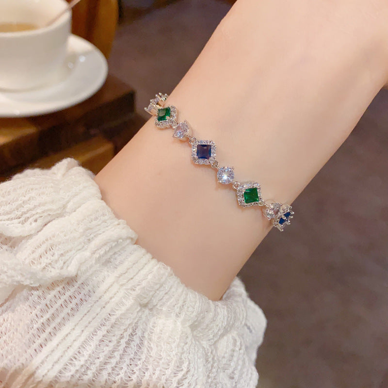 Micro-Set Colorful Zircon Diamond Bangle | Real Gold Plating | 3 Colors