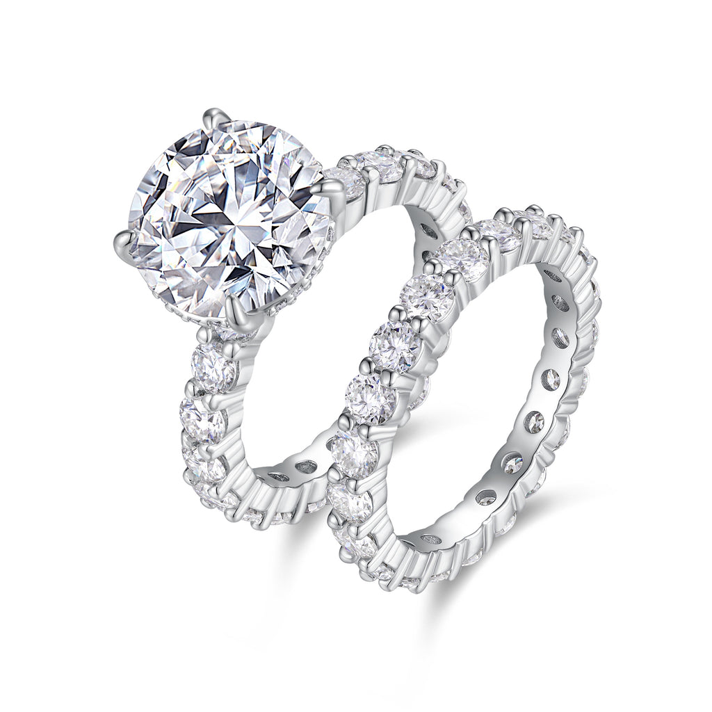 Time Vow - Fashionable Men’s And Women’s Ring Row Jewelry Set With 5-carat Moissan Diamond