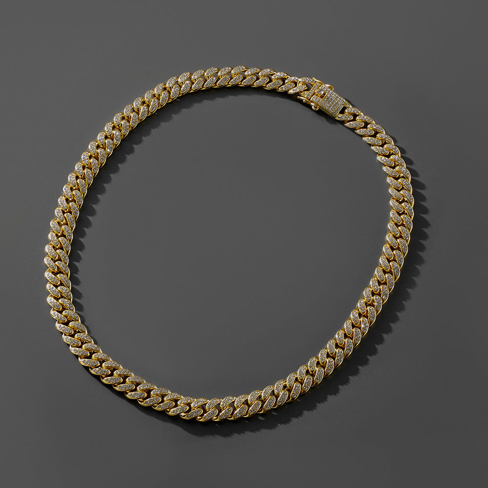Full Diamond Cuban Link Chain | Necklace & Bracelet | Gold & Silver | Hip Hop