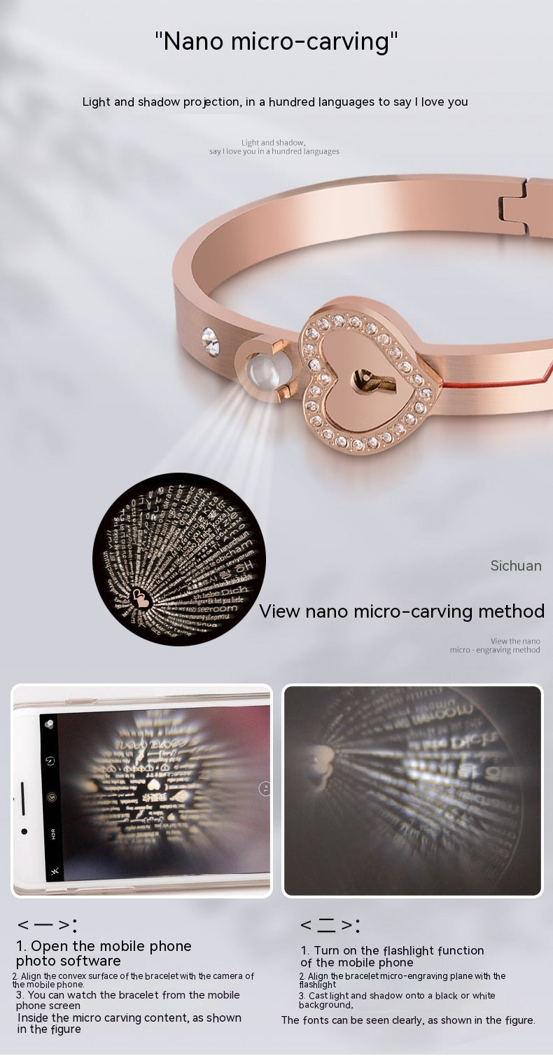 Couple Diamond Heart Lock Bracelet & Necklace Set | Titanium Steel | 4 Colors