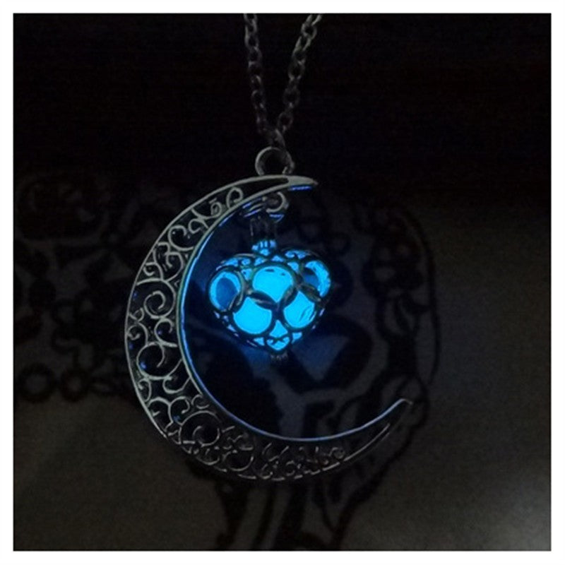 Glowing Pendant Necklaces, Silver Plated