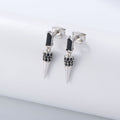 S925 Sterling Silver Cone Earrings | Black Zircon Inlay | Triangle Geometric | White & Yellow