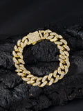 Full Diamond Cuba Link Bracelet | Spring Buckle | Gold, Rose Gold & Silver | 23cm
