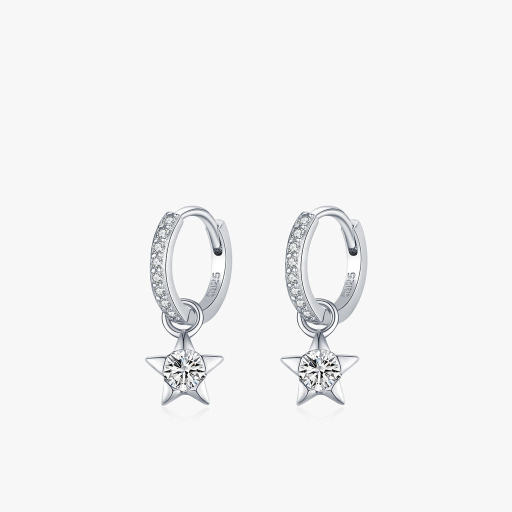 S925 Sterling Silver Diamond Star Earrings | Five-Pointed Star | Versatile Fine Jewelry