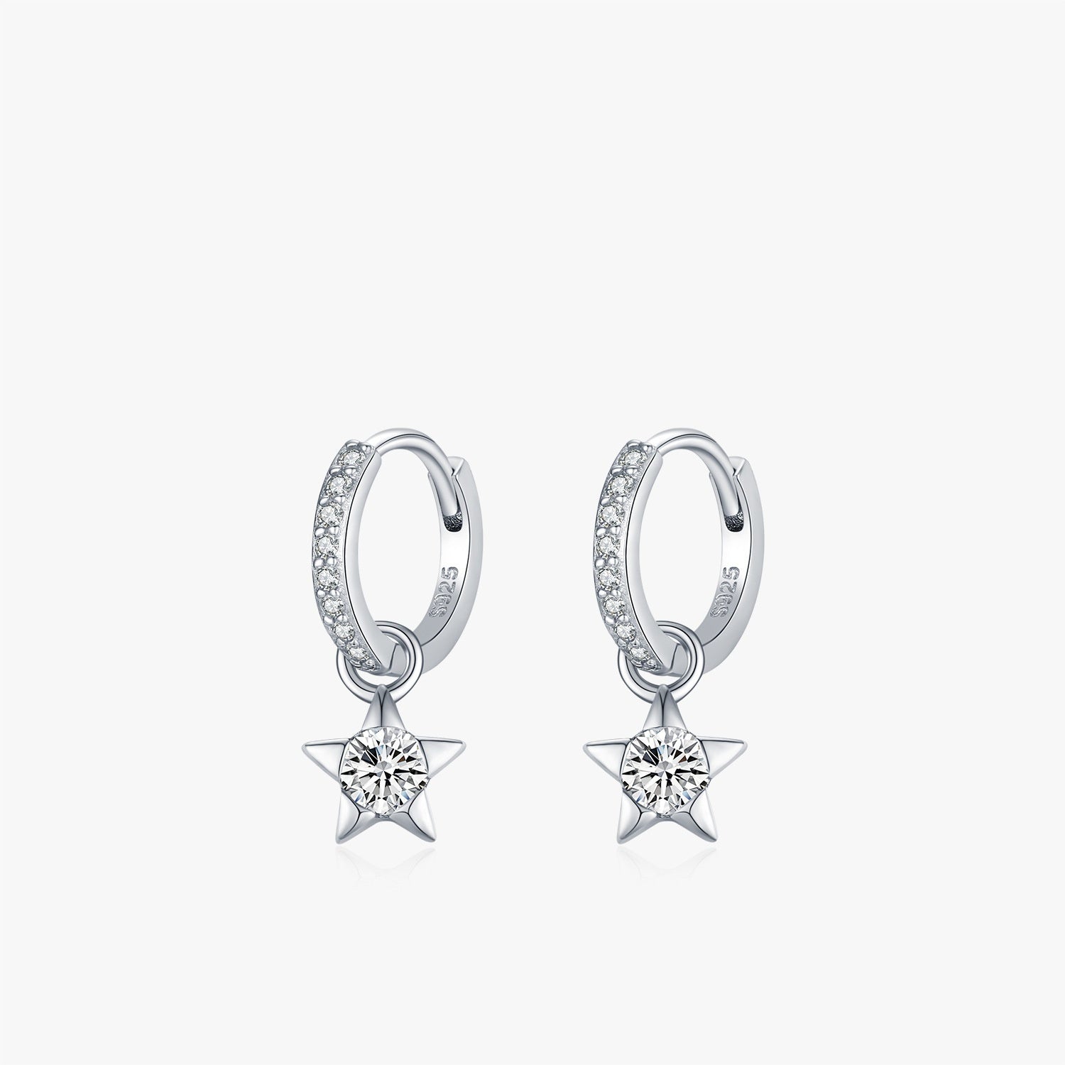 S925 Sterling Silver Diamond Star Earrings | Five-Pointed Star | Versatile Fine Jewelry