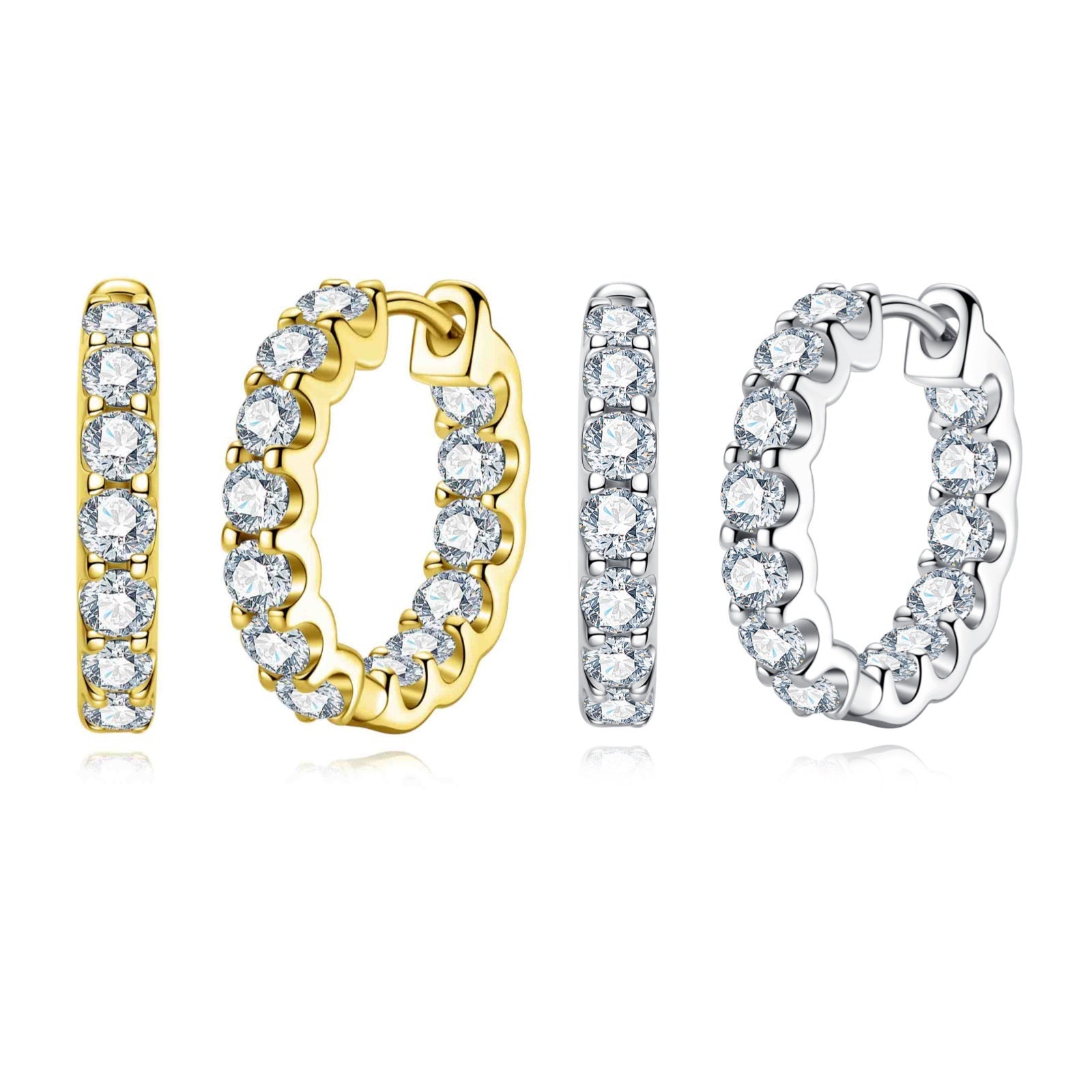 Full-Set Moissanite Earrings | GRA Certified | White & Black Moissanite | K White & Yellow Gold