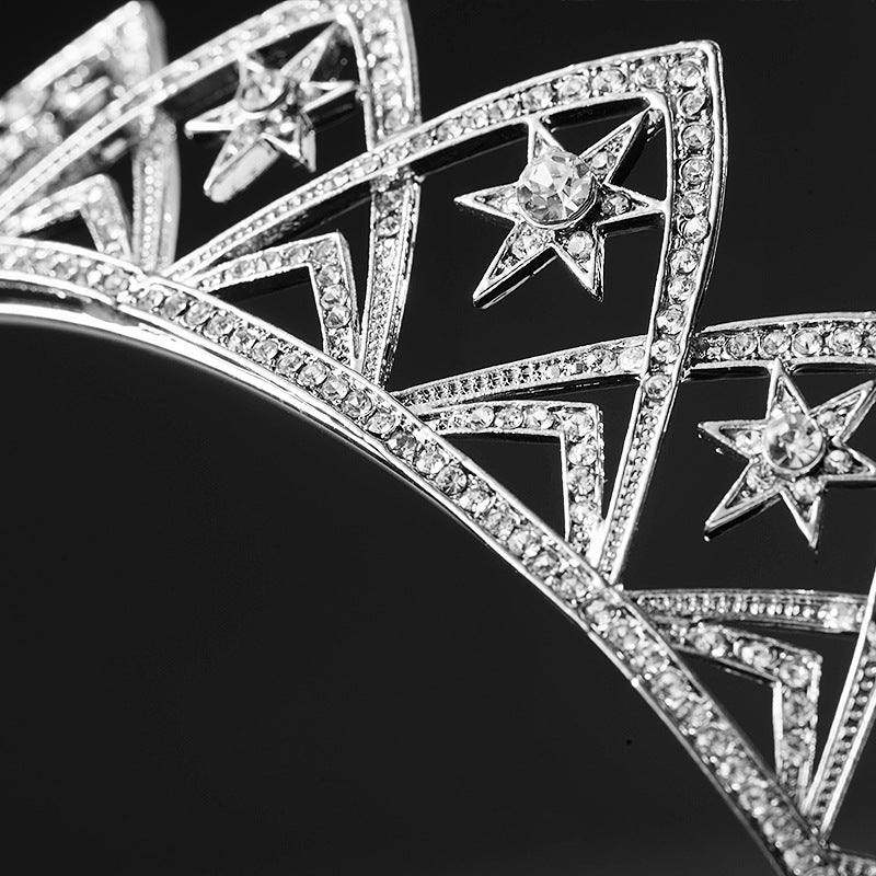European Star Bridal Crown Headband | White | 23cm | Electroplated Alloy | Celestial Bridal Hair
