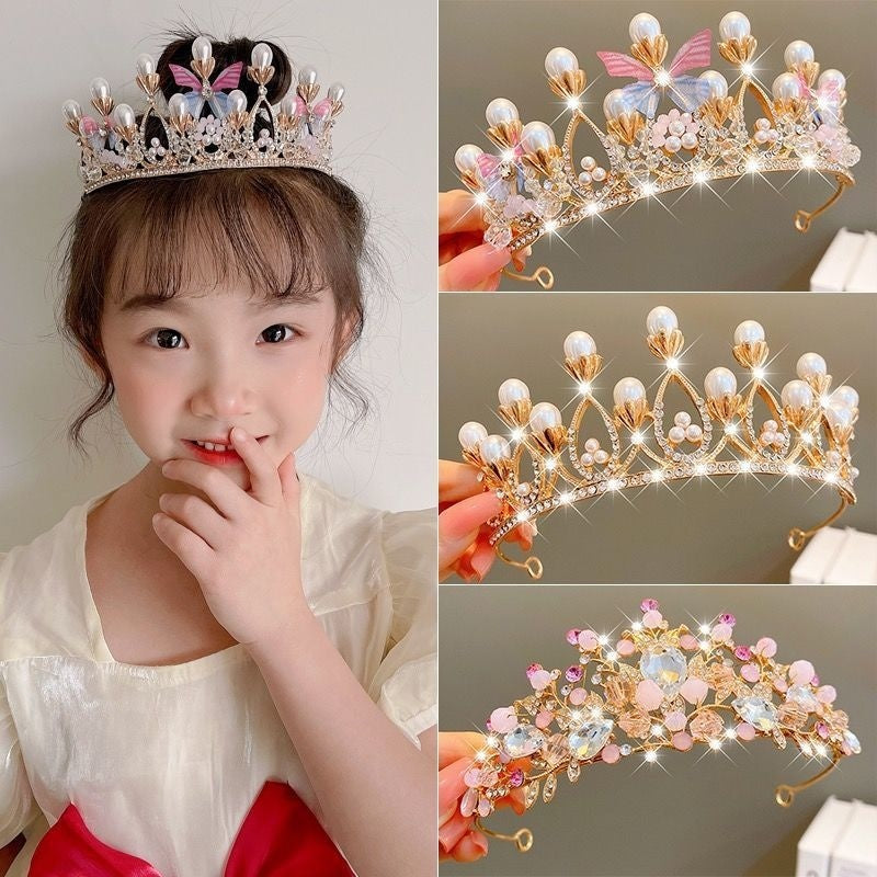 Girls' Princess Crown Hair Clip | 30 Designs | Diamond Rhinestone Pearl | Ages 3+ | Hair Jewelry