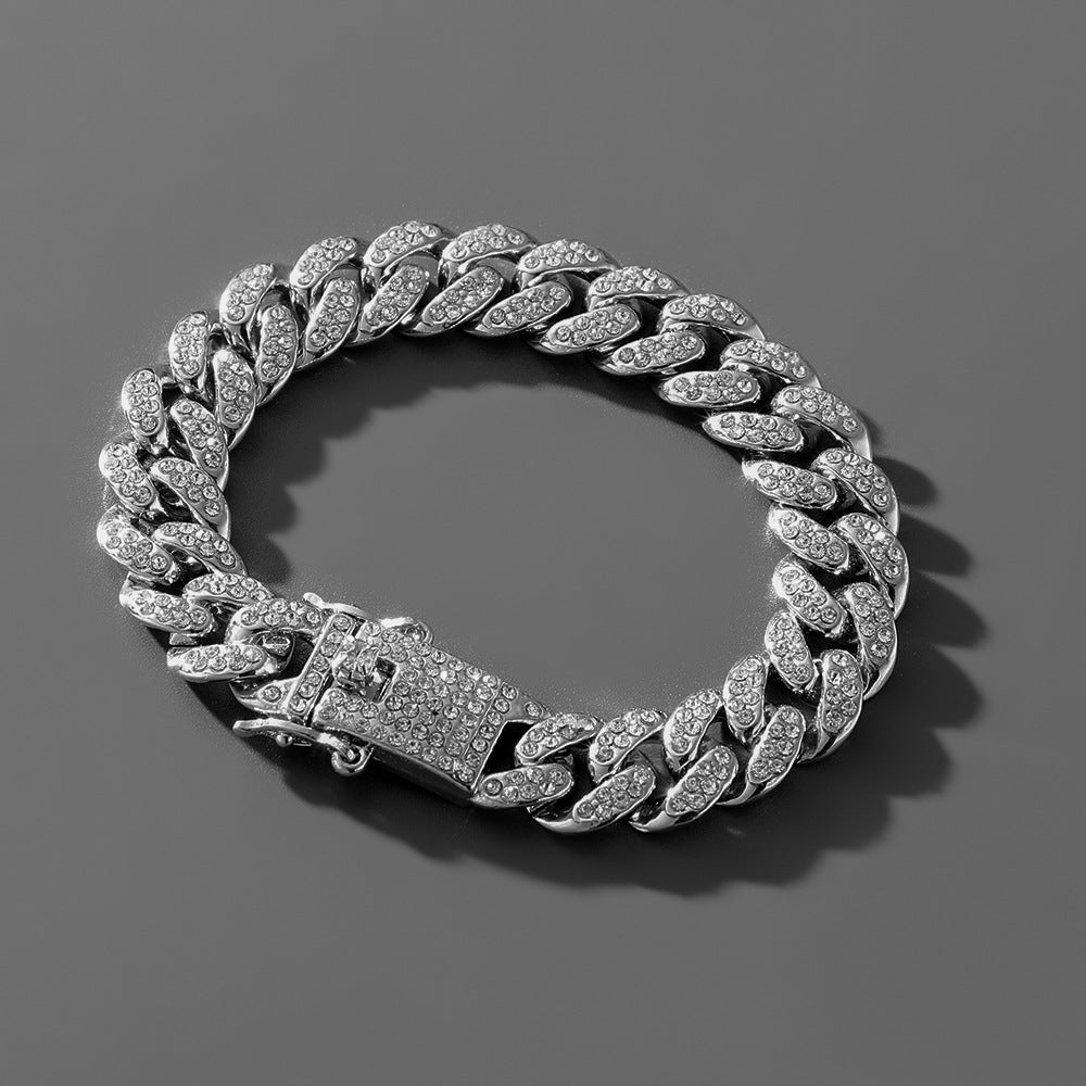 Full Diamond Cuban Link Chain | Necklace & Bracelet | Gold & Silver | Hip Hop