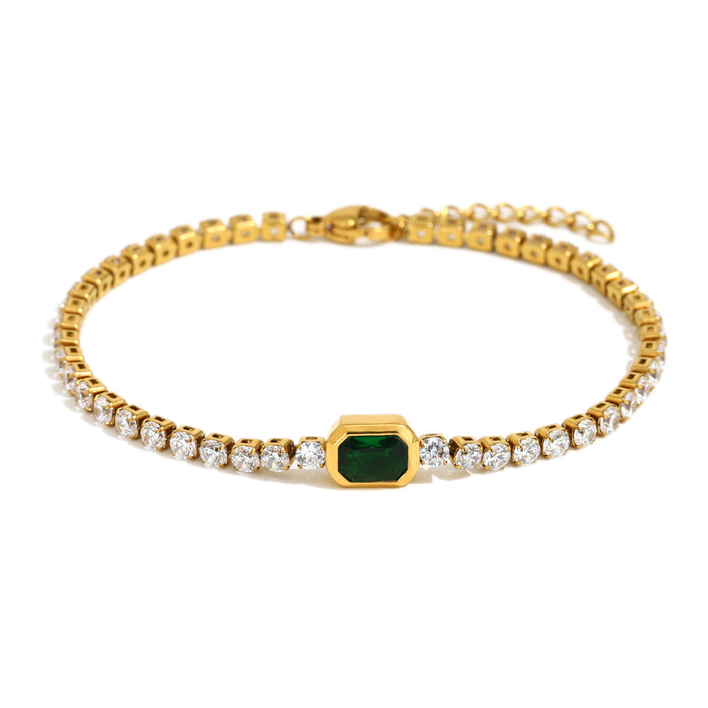 18K Gold-Plated Zircon Geometric Bracelet | Stainless Steel | 4 Two-Tone Colors | All-Match