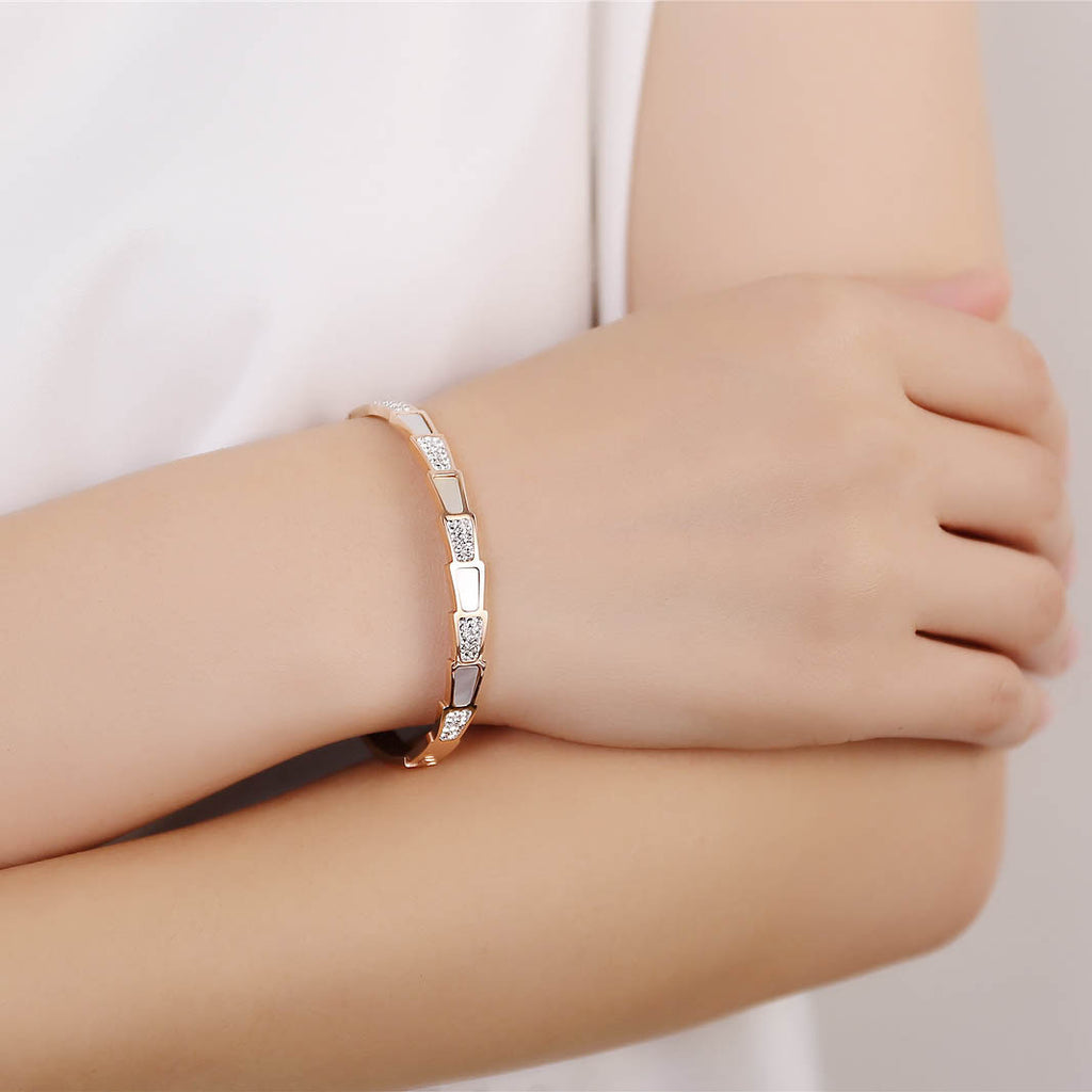 Female Snake Bracelet With Gold Diamonds