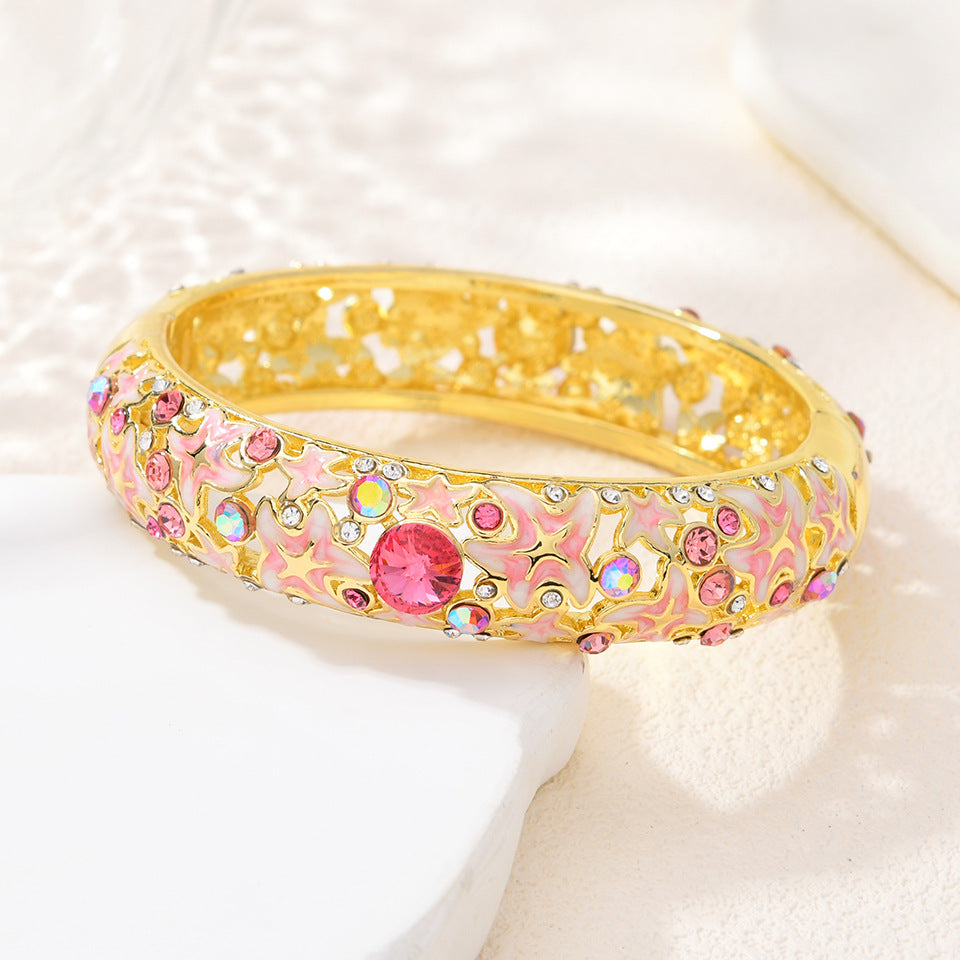 Starfish Enamel & Diamond Bracelet | New Chinese Style | Blue, Pink & Purple