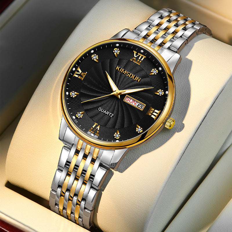 Men's Calendar Quartz Watch | Luminous Hands | 42mm | Day & Date | Steel & Leather | 8 Styles