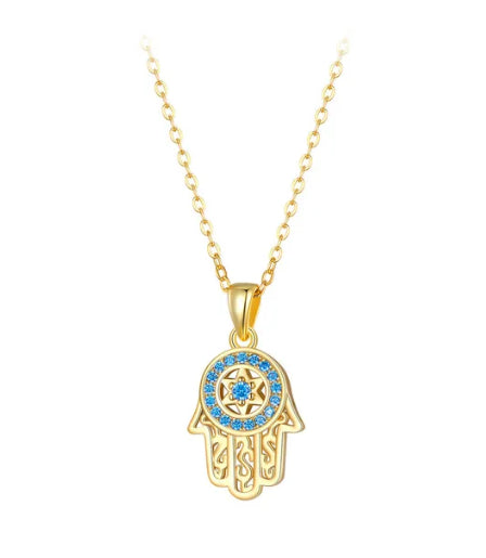 Sterling Silver,Trendy Fatima's Guarding Hand Pendant