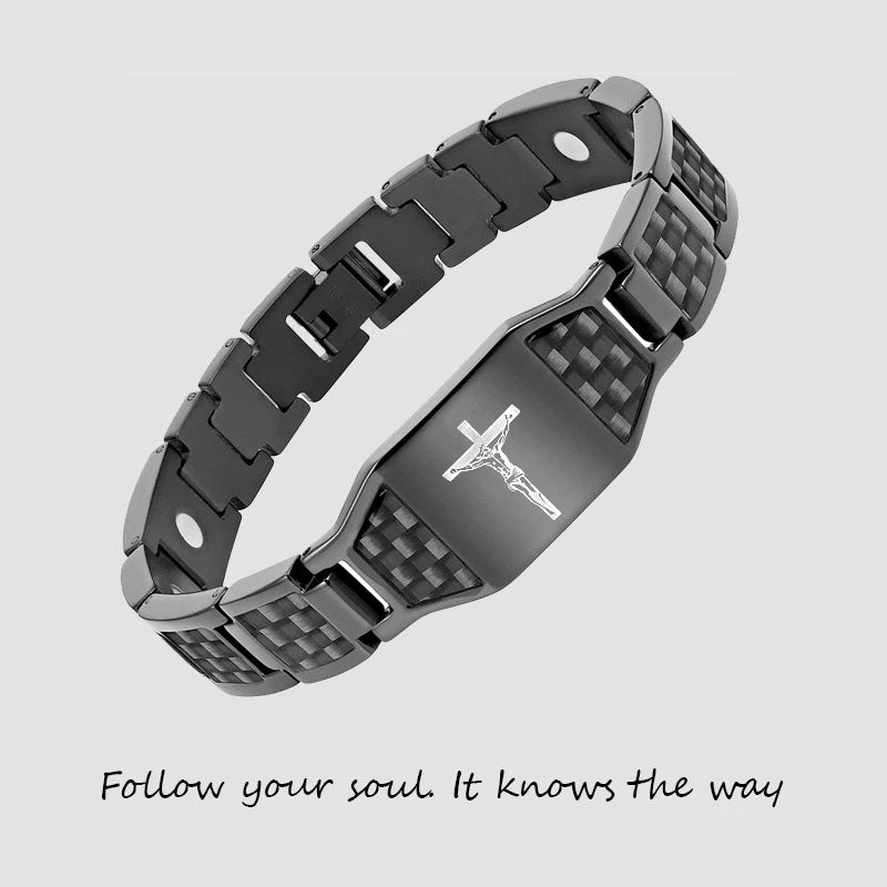 Titanium Steel Geometric Bracelet | Gold-Plated Gem Inlay | 5 Color Combinations