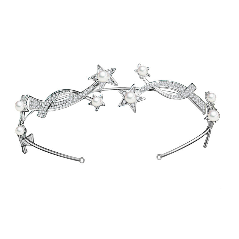 Princess Bridal Crown Headband | Wave Shape | 28cm | Electroplated Alloy | Bridal Hair Jewelry