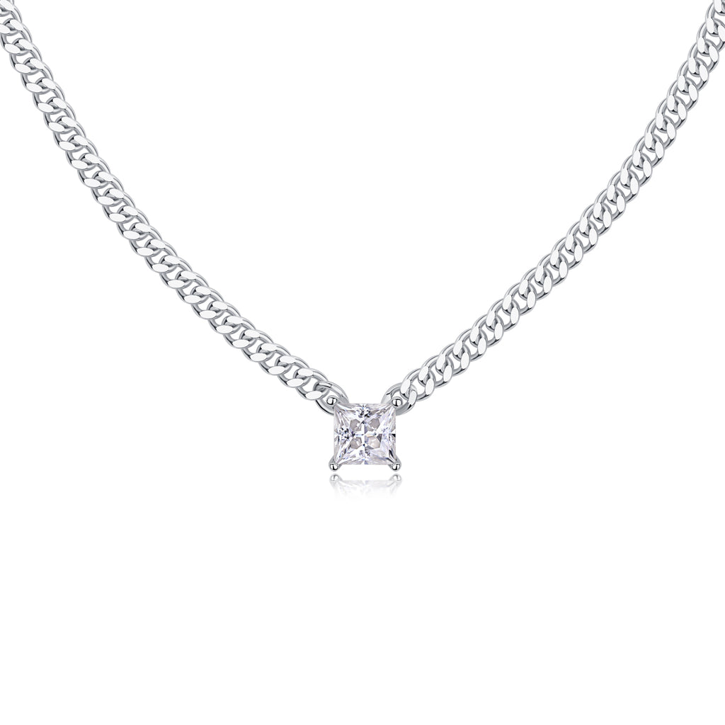 Zhang Yang - Square Moissanite Statement Pendant Necklace