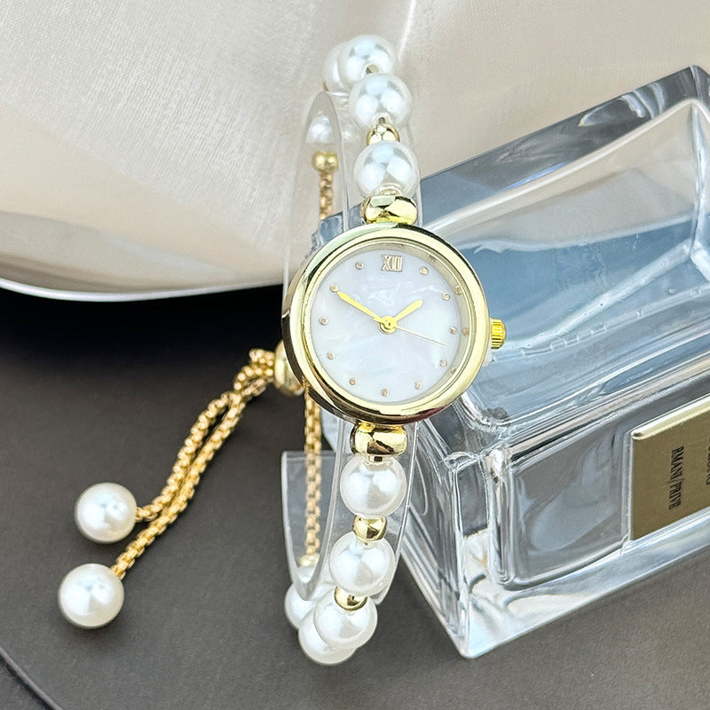Pearl Bracelet Women's Quartz Watch | Small Dial | Adjustable Band | 6 Colors | Light Luxury