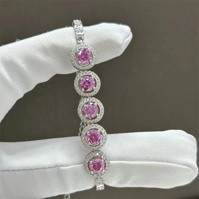 Pink Diamond Moissanite Bracelet | 2.5K Full Diamond Women's