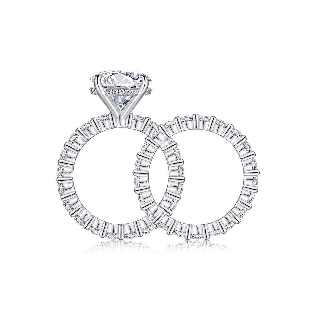Time Vow - Fashionable Men’s And Women’s Ring Row Jewelry Set With 5-carat Moissan Diamond