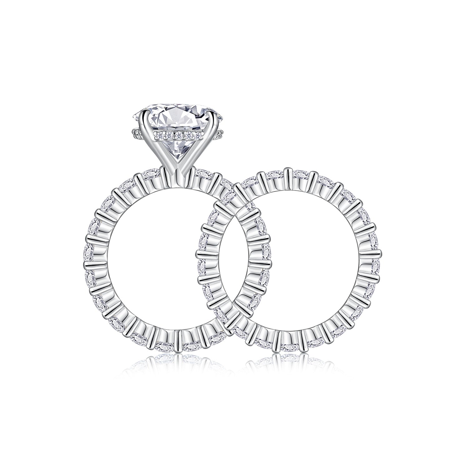Time Vow - Fashionable Men’s And Women’s Ring Row Jewelry Set With 5-carat Moissan Diamond