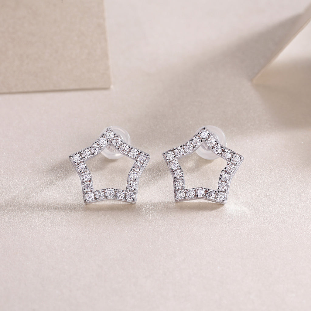 Tonight New Star - Moissanite Sterling Silver Earrings