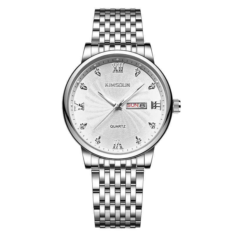Men's Calendar Quartz Watch | Luminous Hands | 42mm | Day & Date | Steel & Leather | 8 Styles