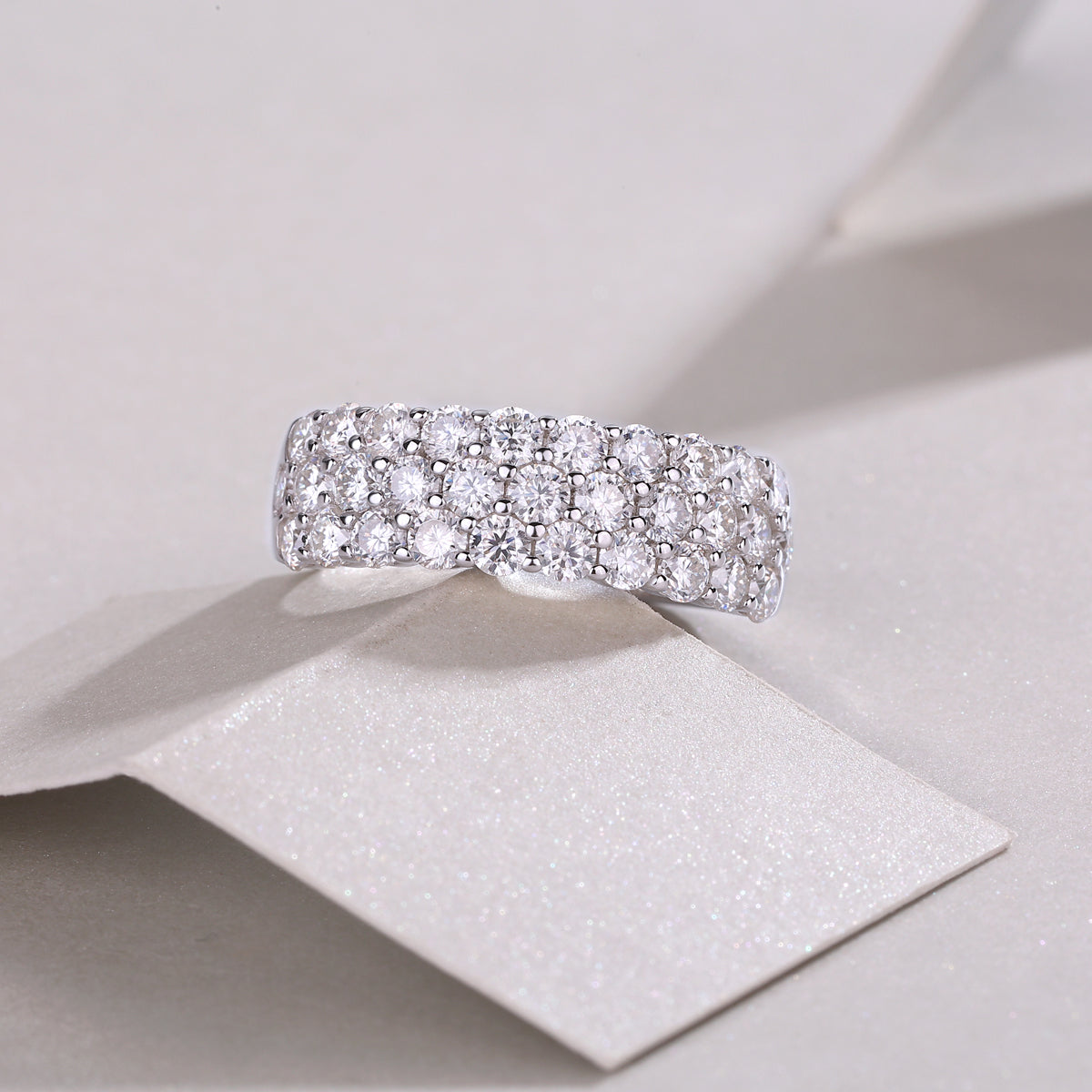 Multi-row Diamond Ring Luxury Silver Ring