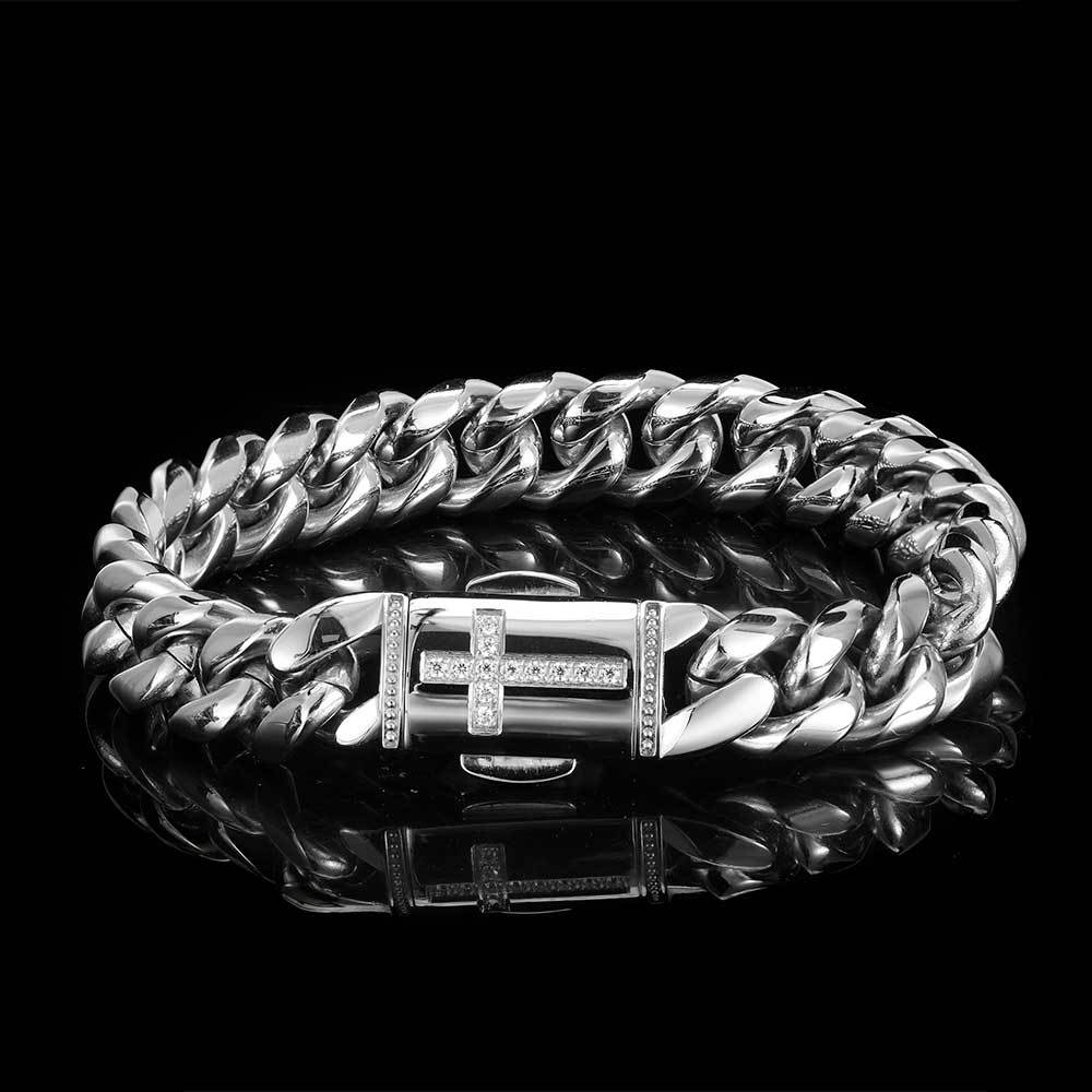 12mm Stainless Steel Chain Bracelet | Hip Hop | Gold & Steel | 5 Sizes