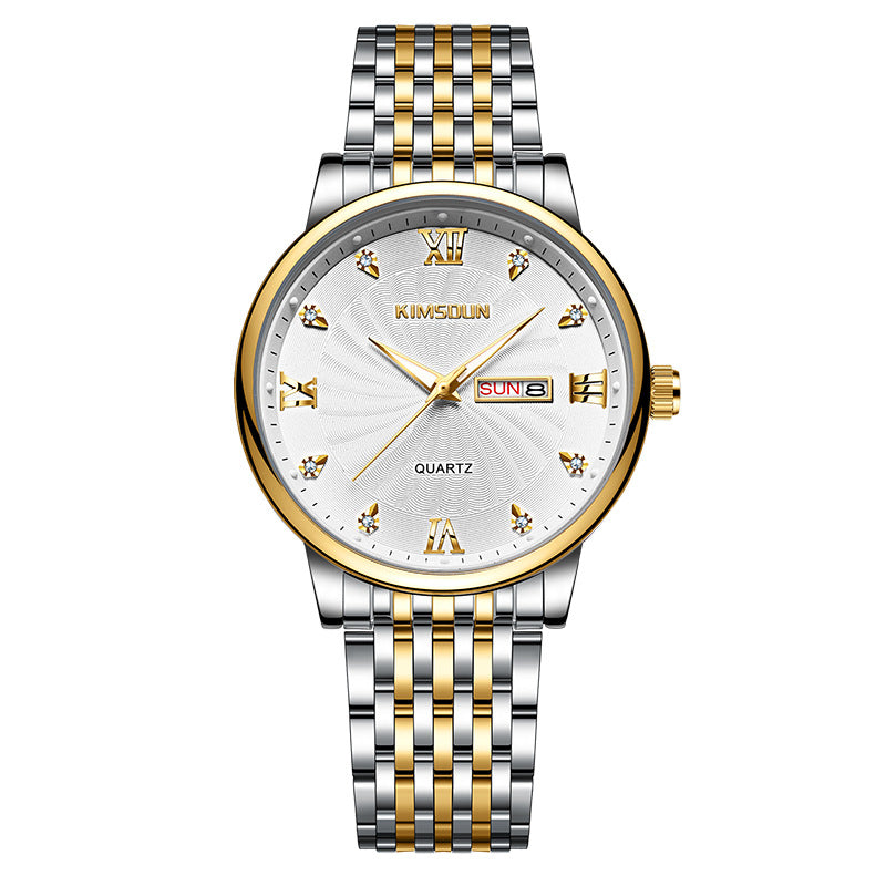 Men's Calendar Quartz Watch | Luminous Hands | 42mm | Day & Date | Steel & Leather | 8 Styles