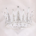 Alloy Retro Round Bridal Crown | Diamond Detail | Silver | European Bridal Hair Ornament