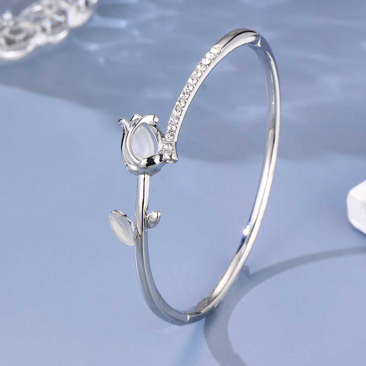 Rose Flower Bangle Bracelet | Electroplated | Gold & Silver