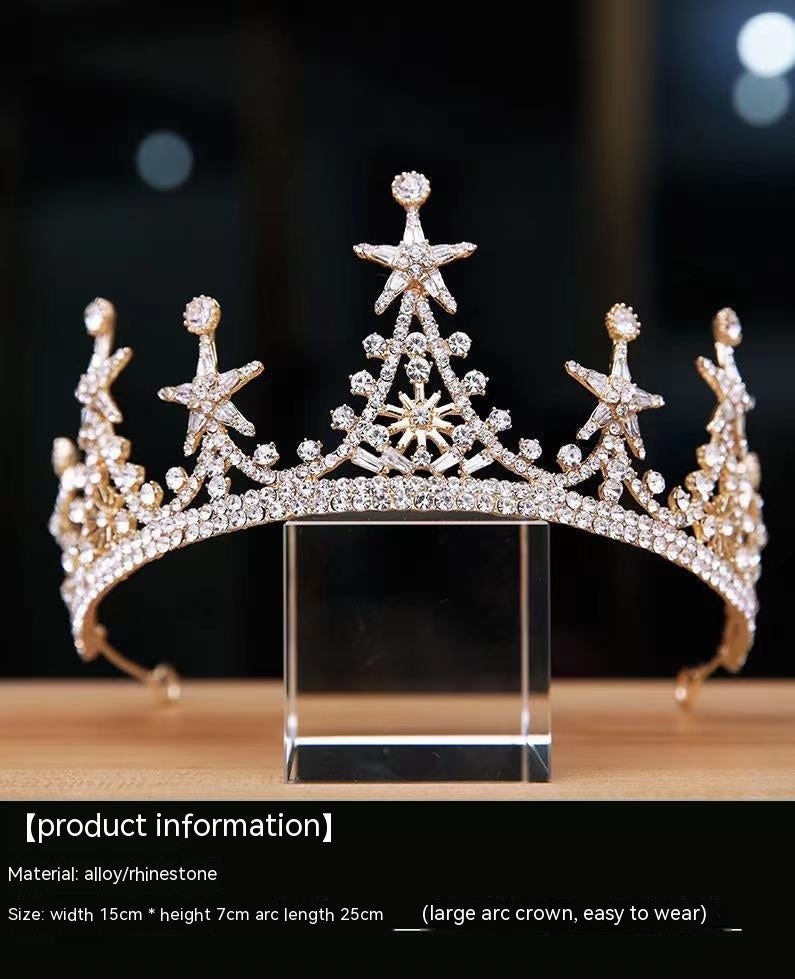 High-Grade Luxury Bridal Crown | Natural Style | Gold & Silver | Electroplated Alloy | Hair Jewelry