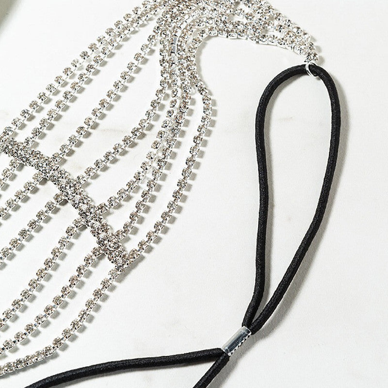 Princess Rhinestone Elastic Hair Band | Heart & Checker Pattern | Gold & Silver | Crystal Hair Jewelry