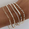 5pcs Silver Bracelets For Women, 14K Silver Plated